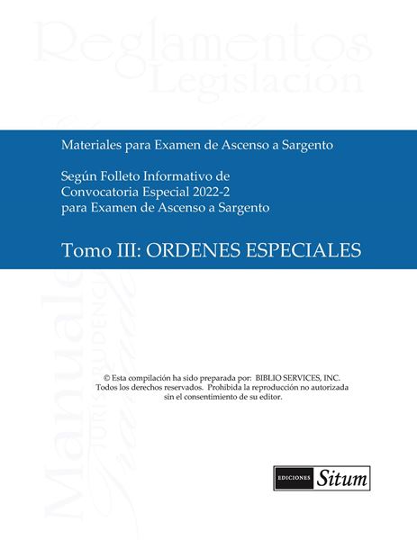 Picture of Materiales para Examen de Ascenso a Sargento 2022 Tomo III. Ordenes Generales