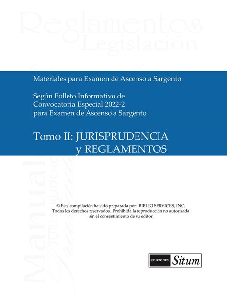 Picture of Materiales para Examen de Ascenso a Sargento Tomo II - Jurisprudencia y Reglamentos